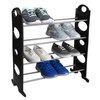 Home Basics Stackable  12 Pair Metal and Plastic Shoe Rack, Black SR10743